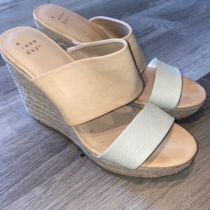 Beige wedge sandals